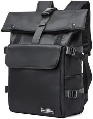 MOYYI Travel Backpack for Men Expandable Roll Top Backpack with 16 Inch Laptop Compartment, Casual Daypack Backpacks Rucksack Water-Resistant for Commuter College Work Sports Hiking (Black)
