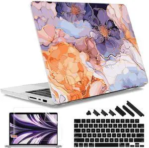 May Chen Case for M4 MacBook Pro 16 inch A3403 Max A3186, M3 A2991 M2 A2780 M1 A2485 Pro Max 2024 2023 2022 2021 Release, Plastic Hard Shell Case with Screen Pretector&Keyboard Cover, Colored Marble
