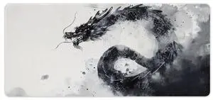 PailailaiNest Large Mouse Pad Gaming Mousepad Japanese Dragon Cool Black White Fantasy Mouse Pad Big Desk Mat Computer Mouse Mat for Keyboard Non-Slip Base 40x90cm