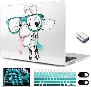 MEEgoodo for M4/M3/M2 MacBook Air 15.3 inch Case 2025 2024 2023, Case Fit Model (A3241/A3114/A2941) for MacBook Air 15 inch, Laptop Hard Shell with Keyboard Cover, Funny Giraffe