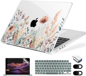 MecBevia Compatible with MacBook Pro 14 inch Case (2021-2024, M4/M3/M2/M1 Pro/Max), Plastic Hard Shell Case Cover for MacBook Pro 14", Abstract Flower