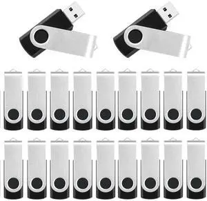 4GB Flash Drive Bulk USB Drives, 20 Pack USB2.0 Thumb Drives Memory Stick Pendrive Jump Drive, Swivel Design USB Storage Flash Drive Plug-and-Play Photo Stick Zip Drive for Windows/Mac/Linux/PC