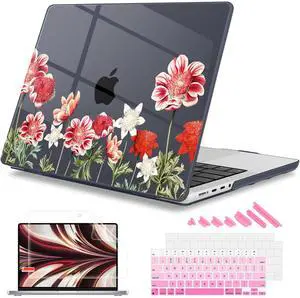 Mektron Case for 2024 MacBook Pro 16" M4 Fits M3 A2991 M2 A2780 M1 A2485 (2021/2033) Pro/Max Chips with Touch ID, Hard Shell Plastic Laptop Cover Keyboard Cover Screen Protector, Anemone Flower