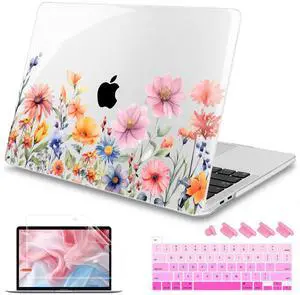 Mektron Case for MacBook Pro 16 Inch A2141 Cover 2019 Release 16" with Liquid Retina Display/Touch ID, Plastic Hard Shell with Keyboard Skin & Screen Protector & Dust Plug, Floral P165