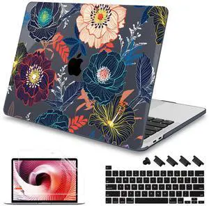 Mektron for MacBook Pro 16 inch A2141 Case 2020 2019 Release with Retina Display & Touch Bar & Touch ID, Plastic Hard Shell Cover Keyboard Skin Screen Protector Dust Plug,Dahlia Flowers