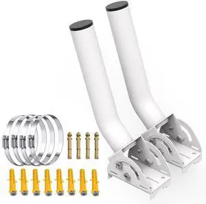 Wireless Bridge Antenna Mount, 12" Universal Adjustable J Pole & Wall Bracket Mount for AP Access Point Client Bridge CPE, Outdoor Antenna Pole Mounting Kit 2-Pack