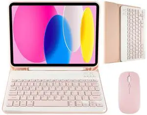 Nsyee Keyboard Case with Mouse Compatible with iPad A16 11 inch 2025 (A3354/A3355/A3356), iPad 10th Generation 10.9 inch 2022 (A2696/A2757/A2777), Detachable Bluetooth US Layout Keyboard Mouse Set