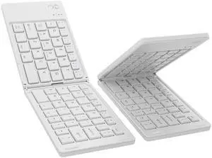 riwezox Foldable Wireless Bluetooth Keyboard, Pocket-Sized Travel Folding Keyboard for iPad, iPhone, Smartphone, Tablet and Laptop (White)