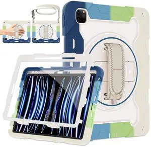 ROISKIN for iPad Pro 12.9 -Inch Case (6th, 5th, 4th & 3rd Gen) with HD Screen Protector, 360 Stand, Hand Strap, Pencil Holder,Shoulder Strap,Rugged Bulky Full Body 12.9 iPad Pro Case