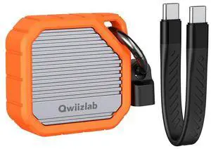 Qwiizlab M.2 2230 SSD NVMe Enclosure, 10Gbps USB 3.2 Gen 2 Type-C, Fits M Key up to 2TB, Supports PCIe UASP, Rugged Aluminum Case (Orange), SSD Not Included