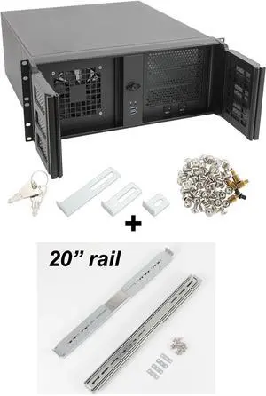 RackChoice 4U Rackmount Server Chassis with 3x5.25 Front Bays+7x3.5 +3x2.5 Drive Bays and 20" Sliding Rail