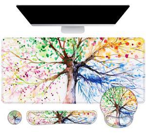 LATEEFAH Mouse Pad with Wrist Rest, Large Mouse Pad, Ergonomic Gaming Desk Pad Keyboard Wrist Rest Set, 4-in-1 Desk Mat Keyboard Mat for Home, Office