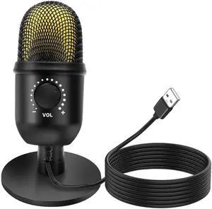 MEIRIYFA USB Microphone Computer Condenser Microphone for PC Gaming PS4/5 Streaming Podcasting Recording Mic Adjustable Stand with 360deg Rotation
