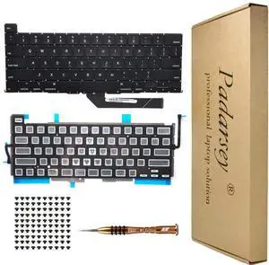 Padarsey Replacement Backlight Backlit Keyboard Compatible with MacBook Pro 16 inch with Touch Bar A2141 Released 2019 US Layout+Keyboard Screws+Screwdriver