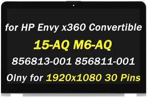 Replacement for HP Envy x360 15-aq m6-aq LCD Display 15-aq000 15-aq100 15-aq200 m6-aq003dx m6-aq005dx m6-aq103dx m6-aq105dx 15.6" FHD 1920x1080 30 Pins LED Touch Screen Digitizer Assembly with Bezel