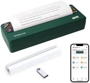 Rongta Portable Printer Wireless for Travel, 300DPI Thermal Inkless Bluetooth Mobile Printer, Support 8.5" X 11" US Letter, Compatible with Android iOS Phone & Laptops (DarkGreen)