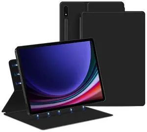 QYiiD Magnetic Case for Galaxy Tab S10 Plus/Galaxy Tab S9 FE+ / S9 FE Plus 12.4-Inch with S-Pen Holder, Lightweight and Slim Magnetic Stand Case with Auto Sleep/Wake Cover for S10+/S9+/S9 FE+, Black