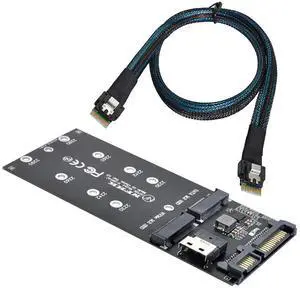 NFHK SFF-8654 Cable & Card U2 Kit NGFF M-Key to Slimline SAS NVME PCIe SSD SATA Adapter for Mainboard