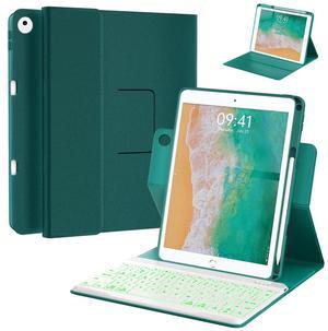 Keyboard Case for iPad 9.7 inch 5th 6th Generation,iPad Air 2 360deg Rotatable Keyboard Case with Pencil Holder(2018/2017/2014),7 Color Backlit Removable Bluetooth Keyboard Smart Folio Cover(Teal)