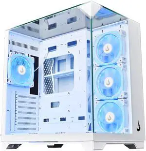 Case Computer Rise Mode USA Galaxy Full Glass, Mid Tower Tempered Glass, ATX White