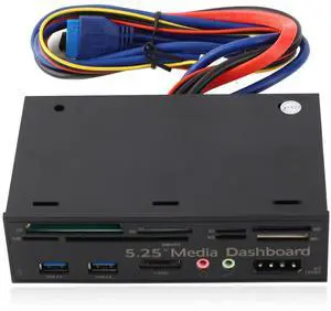 SENECESLI PC Front Panel Internal Card Reader USB Hub, USB 3.0, 5.25inch, Support CF Card, TF Card, M2 Card, MMC/MS, SIM/Smart Cards