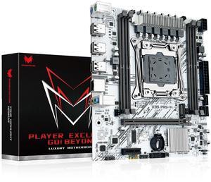 SHANGZHAOYUAN X99 LGA 2011-3 Motherboard for Intel Xeon E5 V3/V4 and Core i7 Series Processors (Micro ATX, DDR4 Max 128GB, PCIe 3.0, M.2 Protocol, Gigabit LAN) PC Server Mainboard, X99 PR9-H White