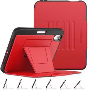 SEYMAC stock Case for iPad mini 7 (A17 Pro)/ Mini 6 8.3'', Strong Magnetic Auto Sleep Shockproof Case with Absorbing Multi-Angles Stand, Pen Holder, Card Slot, Red