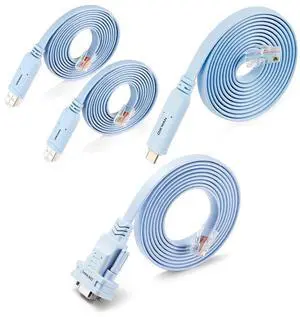 OIKWAN DB9 to RJ45 & USB to RJ45 Console Cables 2Pack + USB-C Cisco Console Cable