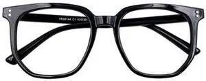 Oversized Square Reading Glasses for Women Men Blue Light Blocking Eyeglasses Frame Cute Comfortable Black +0.75