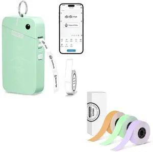 ORGSTA S001 Label Maker Machine with Tape, Bluetooth Label Maker for Home and Office Organization, Thermal Label Printer Mini Label Maker with 3 Roll Continuous Label Tapes - Purple/Green/Orange