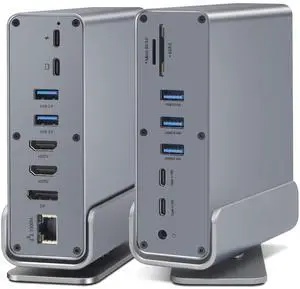 SAOSAOLINK USB-C Hub, 16-in-1 USB C Docking Station with Dual 4K HDMI, DisplayPort, 7 USB Ports, 1 Gbps Ethernet, 100W Power Delivery, Audio Port, and SD/TF Card Readers for MacBook & Windows Laptops