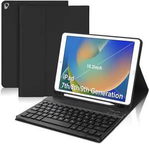 SENGBIRCH Funda con Teclado de Espanol for iPad 10.2 7a 8a 9a Genaracion Keyboard for iPad 9 generacion 2021 con Inalambrico Teclado Bluetooth Magnetico Desmontable, Negro