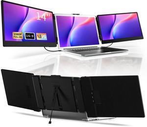 SIUT Laptop Screen Extender Triple Monitor - 14 inch Portable Monitor FHD 1080P Attachment Extended for Laptop Extra Screen Compatible with Windows Mac Travel Work Fits 13-17" Laptops