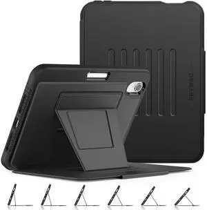 SEYMAC stock Case for iPad mini 7 (A17 Pro)/ Mini 6 8.3'', Strong Magnetic Auto Sleep Shockproof Case with Absorbing Multi-Angles Stand, Pen Holder, Card Slot, Black