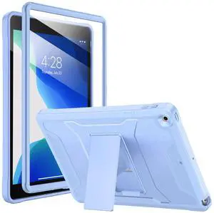 Soke Case for iPad 9th/8th/7th Generation 10.2-Inch (2021/2020/2019 Release), with Built-in Screen Protector and Kickstand, Rugged Full Body Protective Cover for Apple iPad 10.2 Inch - LightBlue