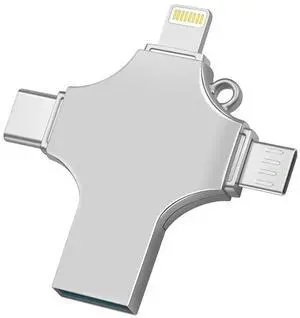 PEIYUI Photo Stick Omni Portable Memory Storage Device, 32GB, USB Multiport Connection for Phones, Tablets, Computers (Silver Gray)