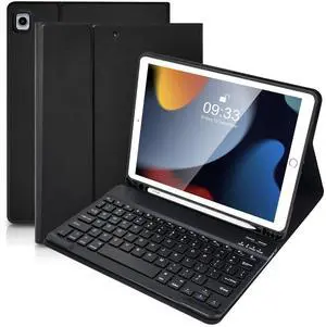 SOPPY Bluetooth Keyboard Case for iPad 9th Gen 2021, 8th Gen 2020, 7th Gen 2019 10.2", Air 3 & Pro 10.5", Detachable Wireless Keyboard with Backlight, Slim Protective Cover, Rechargeable, Black