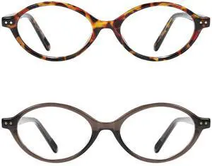 2pack Oval Blue Light Blocking Glasses for Women Men, Small 90s Retro Oval Frame Bluelight Glasses for Gaming/Computer/Screen(Whiskey Tortoise Crystal Smoky Brown)
