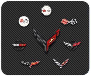 C1-C8 Corvette Generations Logo Mouse Pad - Non-Slip Desk Mat with Rubber Base for Home or Office Desktop - Officially Licensed by GM