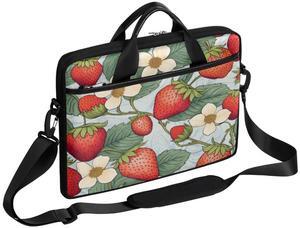 Laptop Bag for Women Men Waterproof Laptop Shoulder Bag 14-15.6 Inch Computer Messenger Bag Carrying Case (Red Sweet Strawberries)