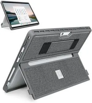 SSS*GRGB Case fit Microsoft Surface Pro 11/10/9/8 13-Inch, with Stent Cover, Hand Strap, All-in-one Rugged Case Compatible with Type Cover Keyboards, Grey