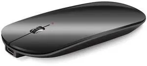 KANG RUI Bluetooth Mouse Slim Mini Portable Flat Travel Wireless Mouse Rechargeable t Ultra Thin Mice Quie Compatible with Laptop PC Notebook Tablet (Black)