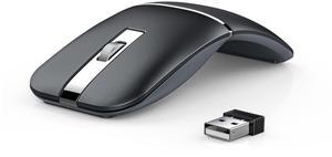 Taimousetvs Foldable Bluetooth Travel Mouse, Rotatable Wireless, 2.4G Rechargeable With USB Receiver, Compatible for Computer, Laptop, Notebook, PC (Black)