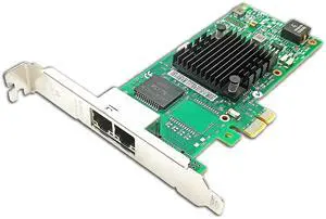 Gigabit Dual Ethernet Server PCIe2.0 x1,1Gb Network Card(NIC) with 2X RJ45 Ports Compatible with Intel LAN Adapter I350T2V2BLK Support Windows 10/Windows Server 2016/Linux/VMware