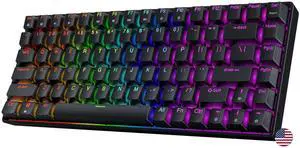 Geeky GK75 75% | Hot Swappable Mechanical Gaming Keyboard | 84 Keys Multi Color RGB LED Backlit for PC/Mac Gamer | ANSI US American Layout (Black, Mechanical Red)