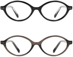 2pack Oval Blue Light Blocking Glasses for Women Men, Small 90s Retro Oval Frame Bluelight Glasses for Gaming/Computer/Screen(Black and Crystal Smoky Brown)