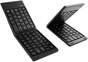 riwezox Foldable Bluetooth Keyboard, Pocket-Sized Wireless Travel Folding Keyboard for iPad, iPhone, Smartphone, Tablet and Laptop (Black)