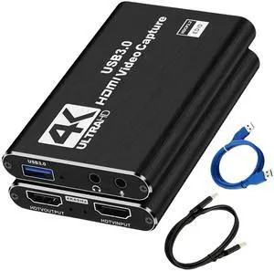 4K HDMI Capture Card, 1080P Full HD 60FPS Audio Video Capture Card, USB 3.0 Cam Link Capture Card for Streaming Recording, Fits Nintendo Switch PS4 PS5 Xbox Game Consoles STB Cameras