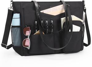 Laptop Tote Bag for Women 17 Inch Teacher Work Bag with Compartment Large Computer Bags Waterproof Nylon Office Laptop Work Briefcase Handbag Business Shoulder Bags
