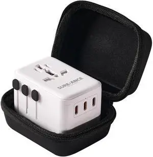 Sureance 67W Universal Travel Adapter, International Plug Adapter with 3XUSB-C 67W PD &1XUSB-A 45W QC Fast Charge, Best Gift Travel Essentials with Type A, C, G, I Outputs for Europe, New Zealand